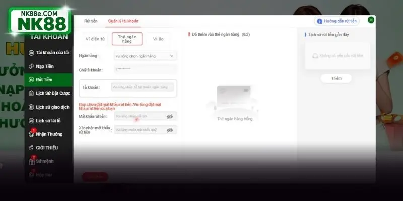 Lưu ý để rút tiền NK88 thành công dễ dàng